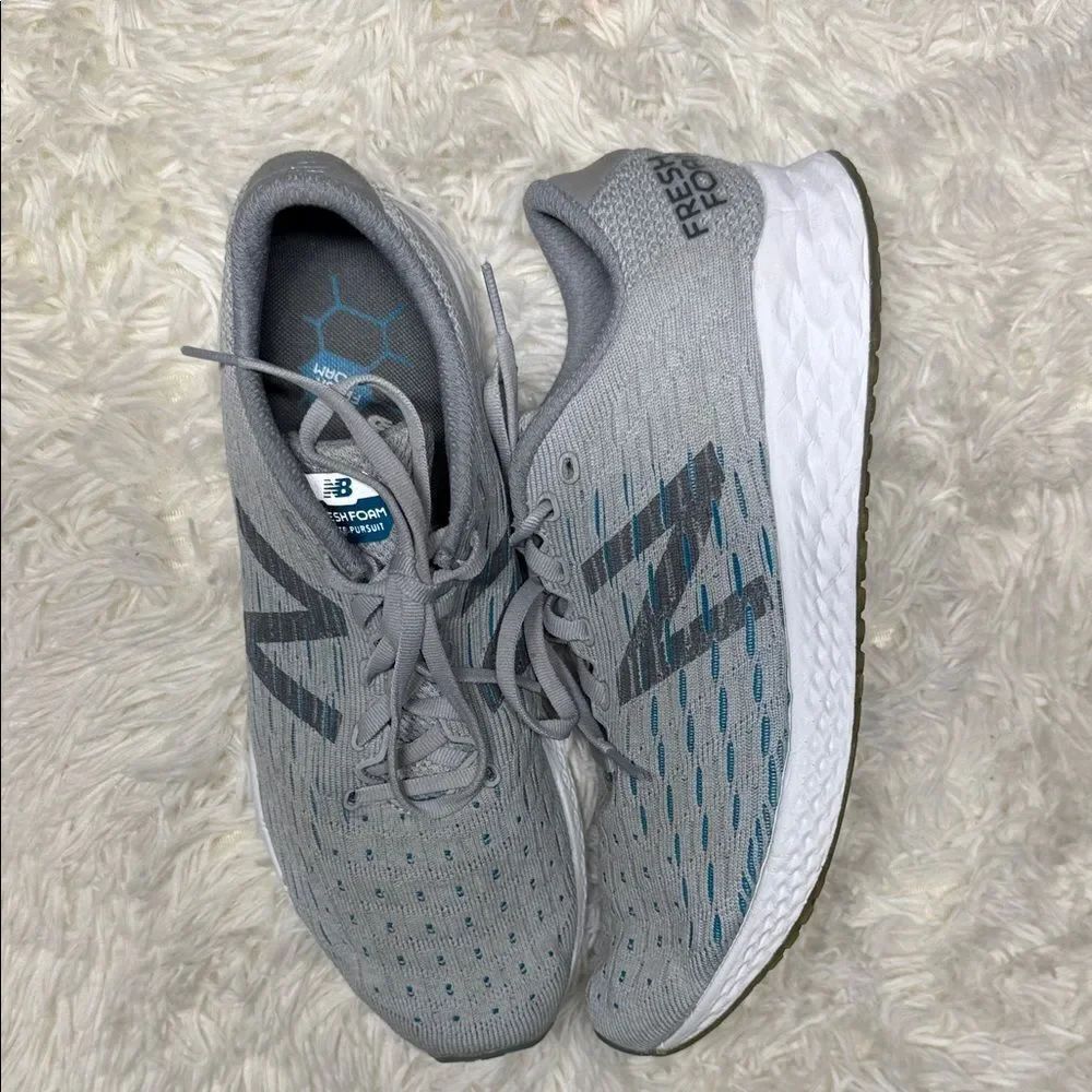 New Balance Fresh Foam Gray and Teal Sneakers